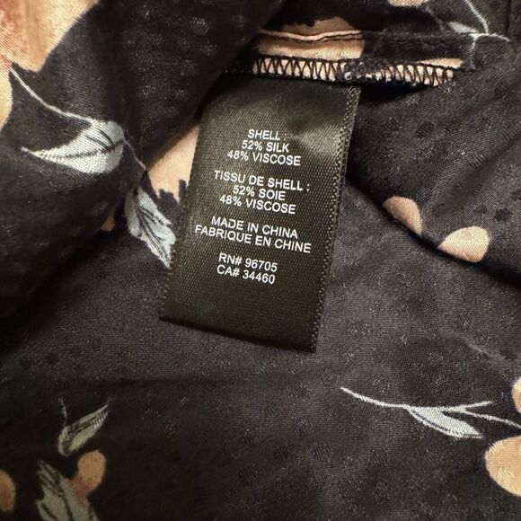 NWOT Rebecca Taylor Black Floral Jacquard Daniella Silk Blouse Size 2 Small - Picture 13 of 16